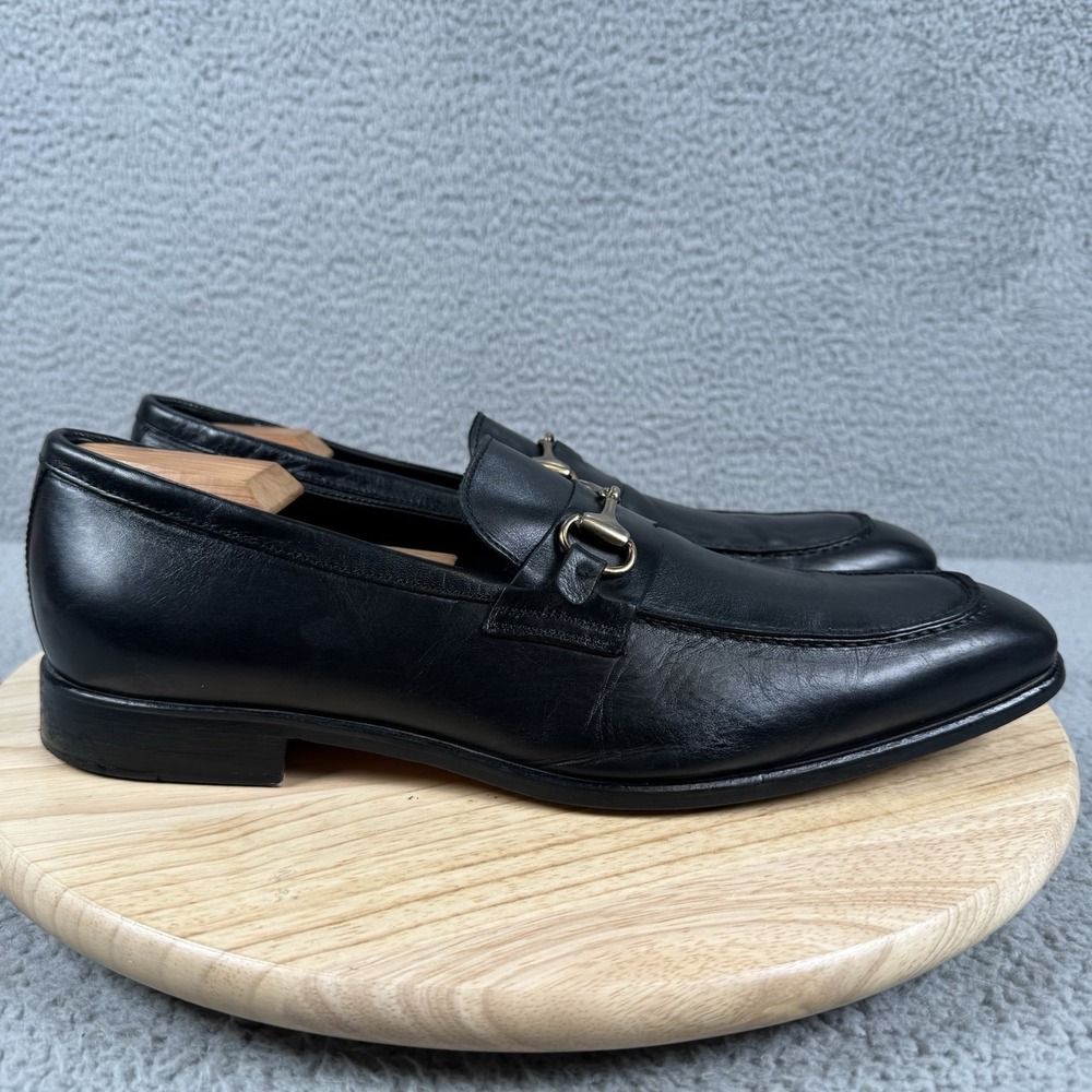 Massimo Matteo Shoes Mens Size 12 M Black Leather Horsebit Loafer‎ Italy Preppy